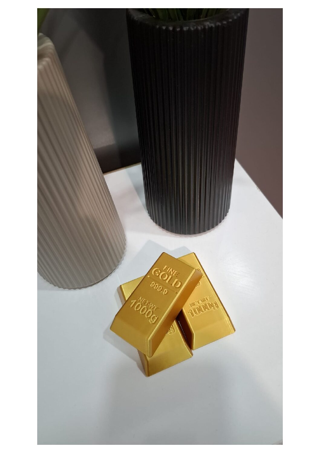 (3 ADET)Gerçekçi Görünümlü Dekoratif Altın Külçe - 1kg İmitasyon Model